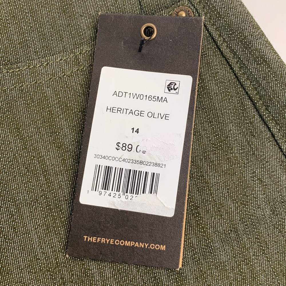 Frye Heritage Olive Green Shorts Size 14 Raw Hem Pockets Zip button up New NWT - Picture 4 of 12